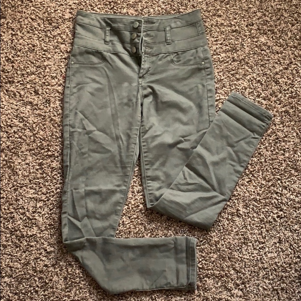 Army green high waisted jeans